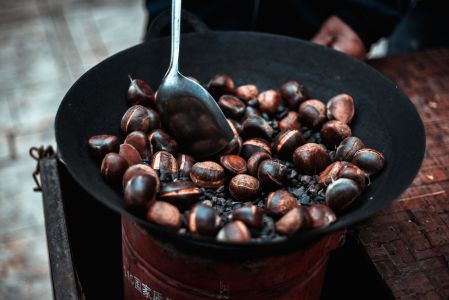 特写,板栗,生活工作,美食,锅,铲