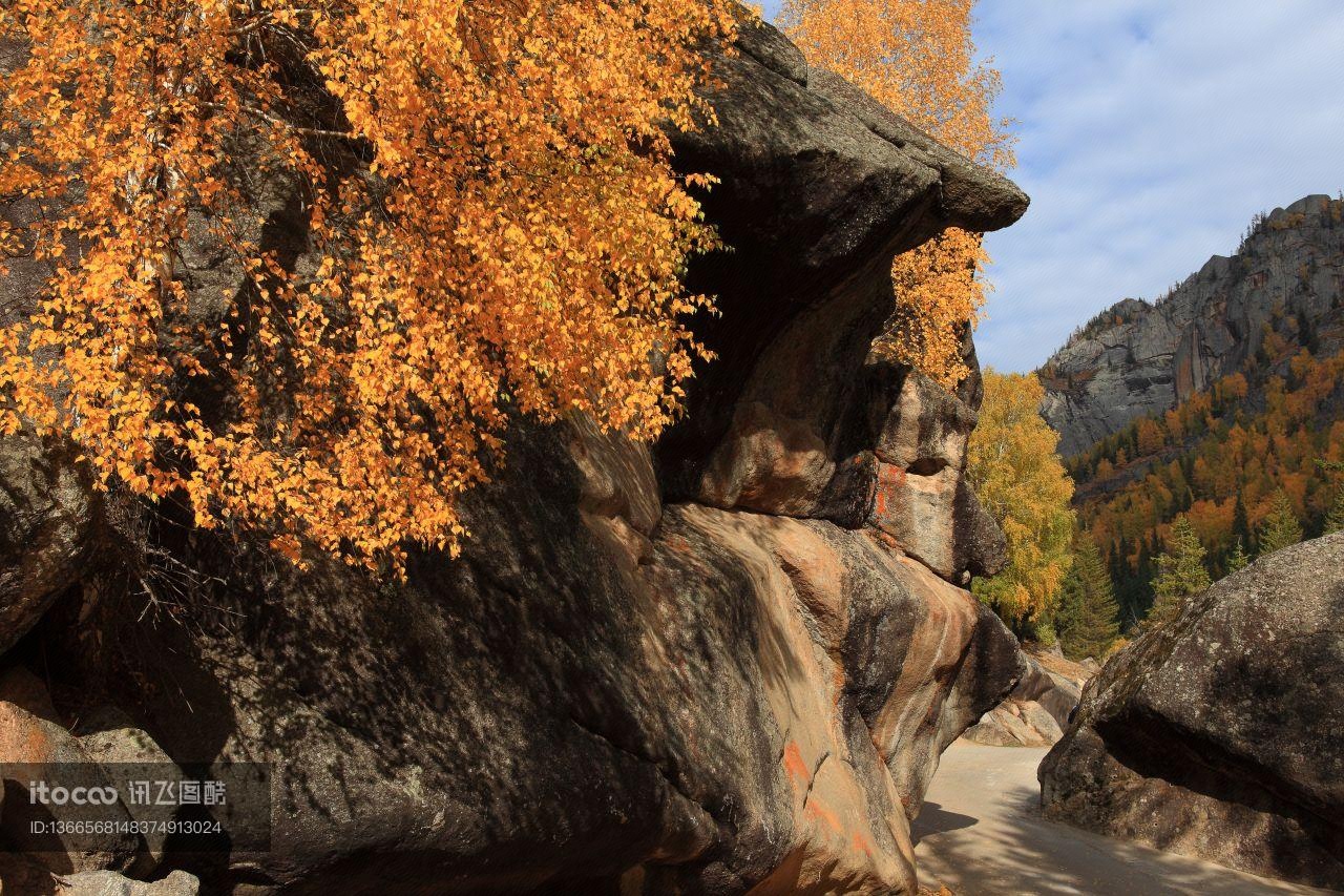 自然风光,秋天,岩石