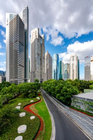 建筑,城镇,上海,现代建筑,白云,天空,道路,城市道路