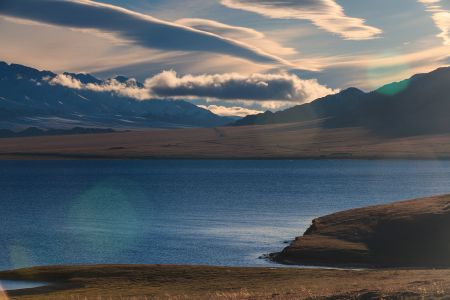 自然风光,湖泊,山川,雪山,白云