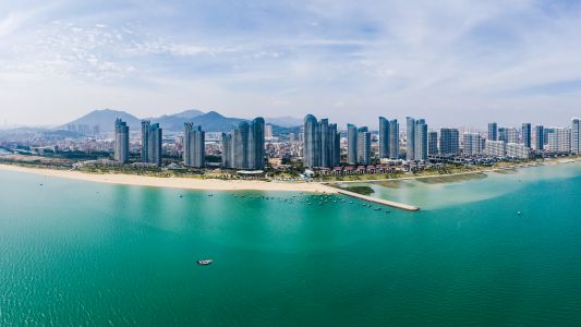 城镇,全景,建筑,都市,海洋,山川