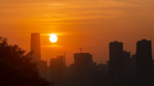 天空,日落,霞光,城市,城镇