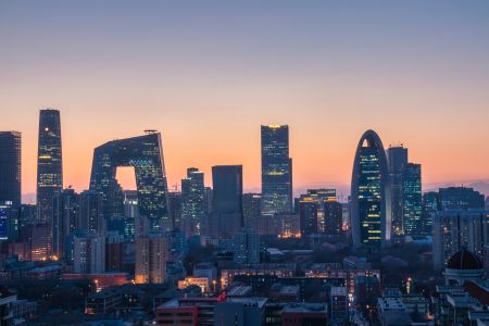 城镇,日落,建筑,都市