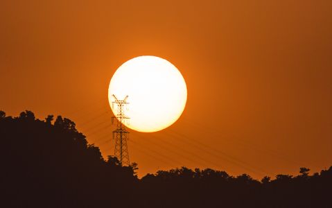 太阳,天空,山川,植物,自然风光