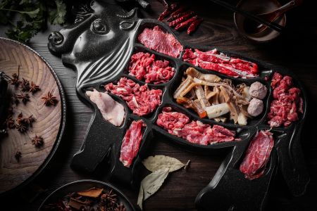 火锅,火锅配菜,特写,美食,生活工作,肉类,蔬菜