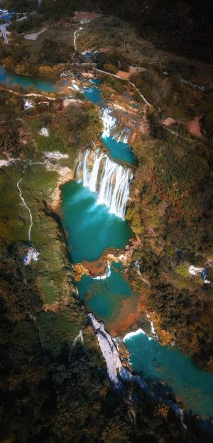 自然风光,植物,树木,瀑布,江河,森林,山川,航拍,俯瞰,全景