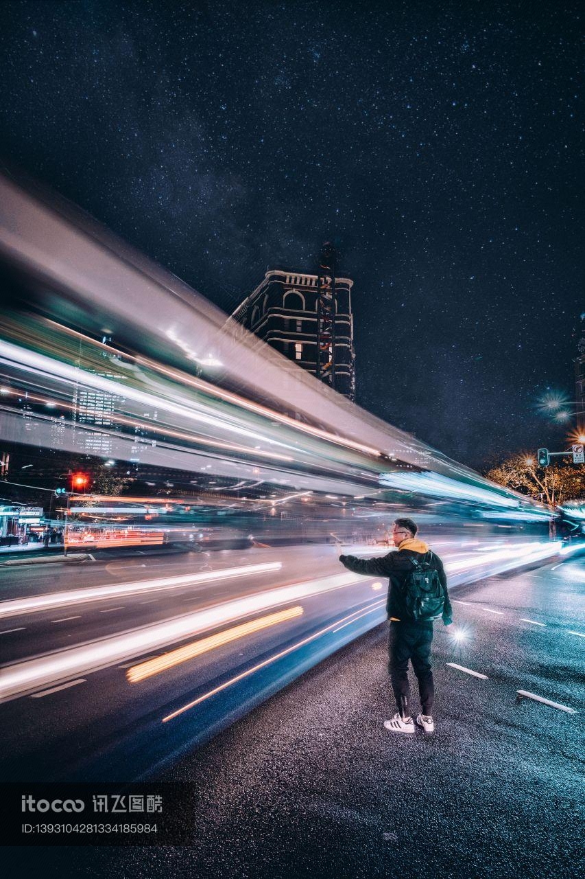 夜晚,公路,道路