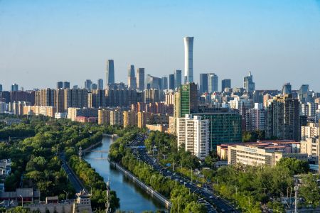 北京,都市,建筑,天际线,现代建筑,城镇,江河,天空,航拍,树木
