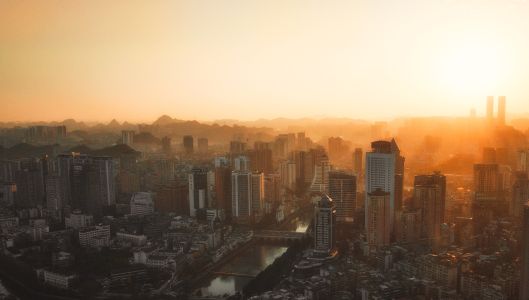 现代建筑,居民楼,民居,城镇,天空,日落,俯瞰,建筑,桥,道路