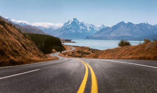 自然风光,公路,道路,天空,植物,青草,山川,江河,树木,雪山