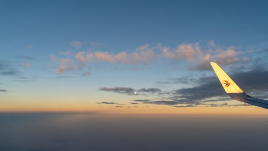 天空,自然风景,自然图像,道路,自然风光,日落,全景,交通工具,飞机,霞光,白云