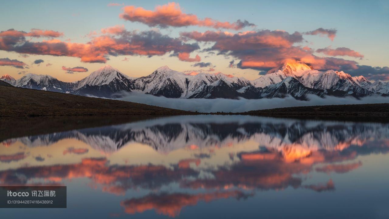 自然风光,雪山,湖泊