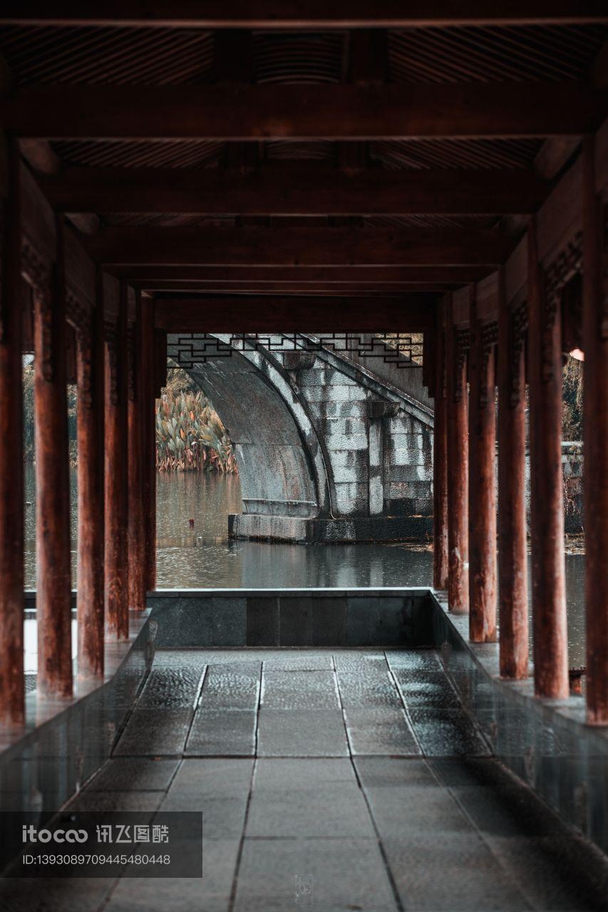 中式传统建筑,中国,走廊过道