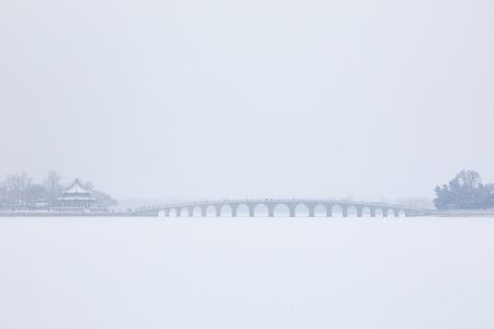 自然风光,雪,古典园林,颐和园,中国,北京,桥,建筑