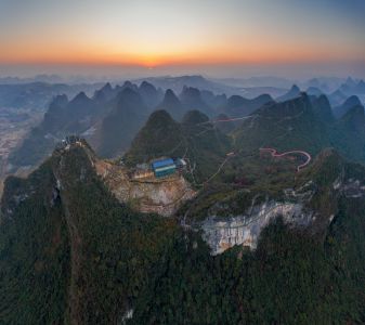 自然风光,山川,全景,日出,雾
