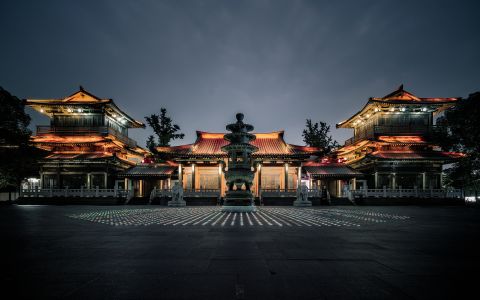 建筑,香积寺,寺庙,全景,城镇,夜晚,天空,杭州,建筑夜景