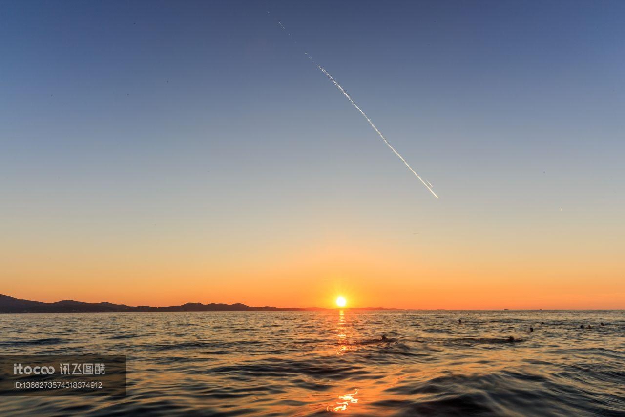 天空,日落,霞光