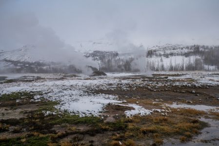 雪山,间歇泉,水蒸气,自然风光,山川,冰雪