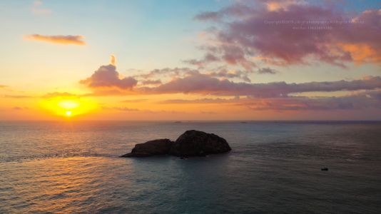 海洋,日出,天空,自然风光,白云,岩石,太阳