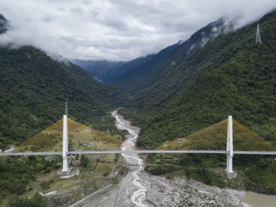 自然风光,桥,山川,江河,白云