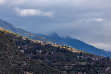 自然风光,天空,山川,中国,四川,川西,建筑,房屋