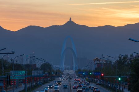 桥梁,现代建筑,建筑,交通工具,汽车,定都阁,夕阳,中国,北京,历史古迹