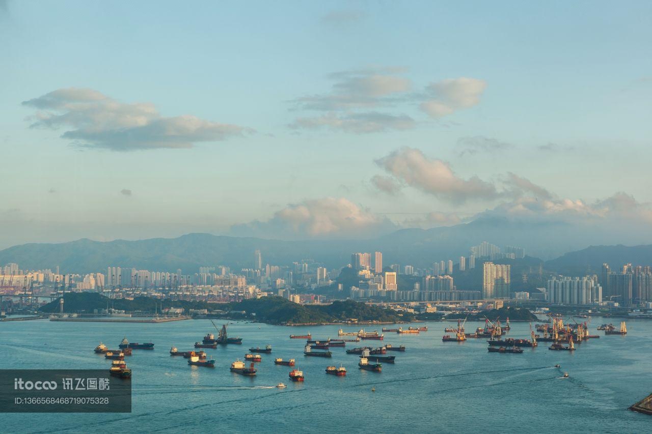 城镇,香港,海洋