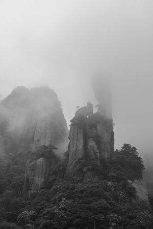 岩石,中国,三清山,云雾,江西,山川,峡谷,天空,植物