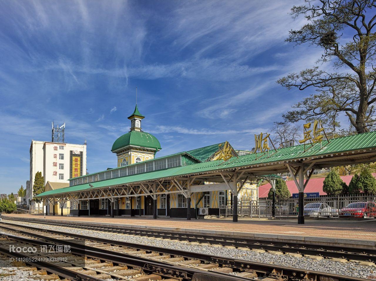 旅顺火车站,火车轨道,大连老建筑