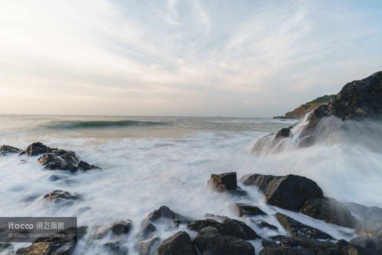 海洋,礁石,海浪