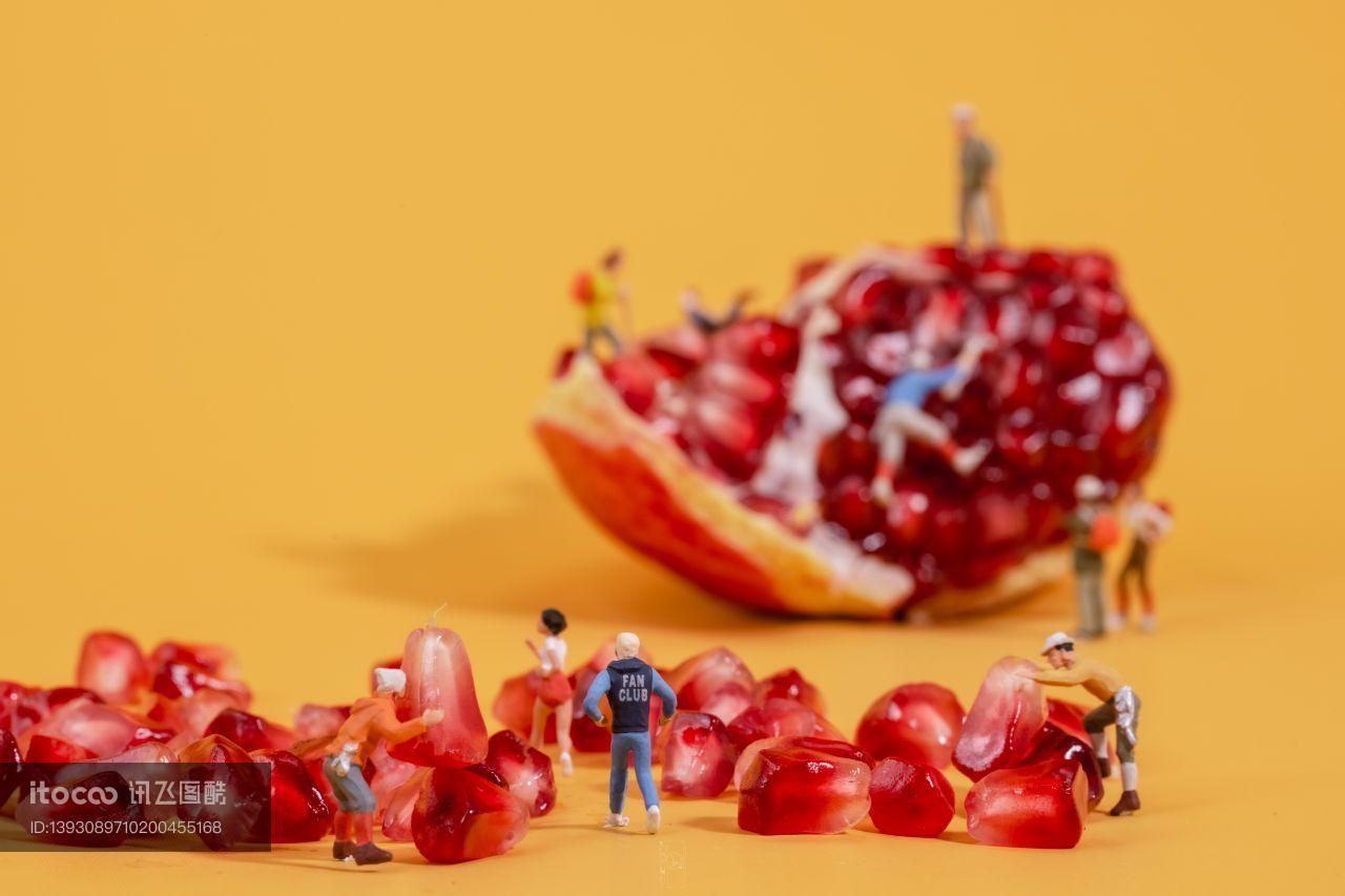 微缩模型,水果,红石榴