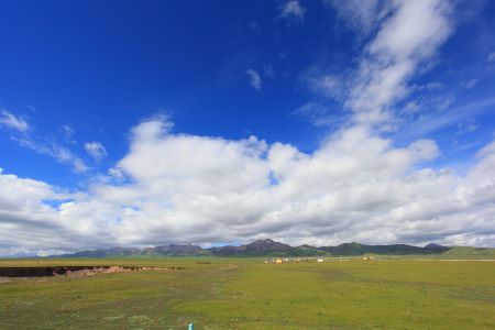 草原,山川,自然风光,青海,天空,白云,全景