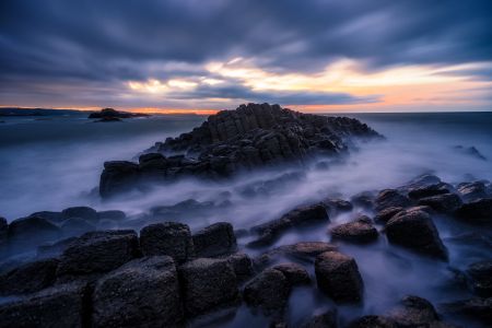 自然风光,岩石,海洋,自然图像,云雾,天空,日落