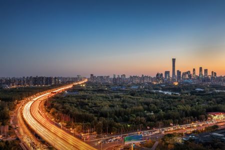 道路,公路,城镇,建筑,日落