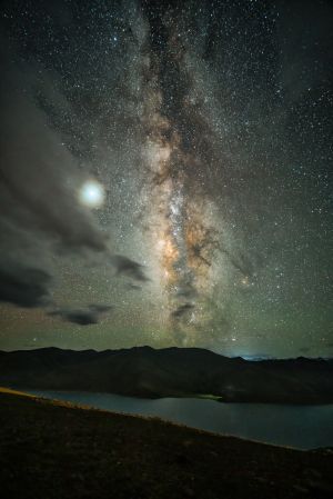 自然风光,星星,星空,夜晚,山南,羊卓雍措,中国,西藏,江河,山川