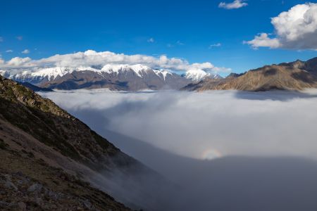 自然风光,天空,白云,中国,四川,雪山,全景,川西,云海