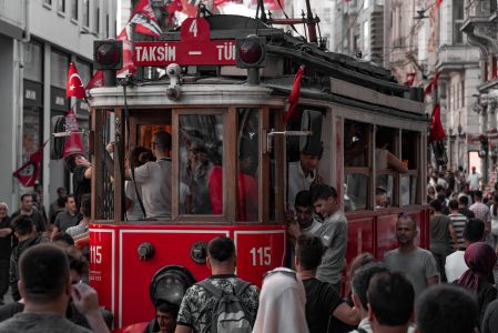 土耳其,电车,伊斯坦布尔独立大街,交通,城镇,人像,国外,都市