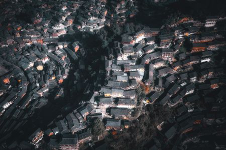 航拍,建筑,城镇,俯瞰,夜晚,历史古迹,村镇,植物,树木