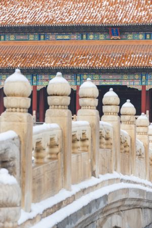 北京,冬天,雪,故宫,桥,建筑