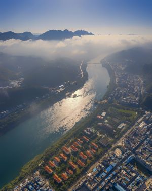 自然风光,城镇,天空,建筑,山川,全景