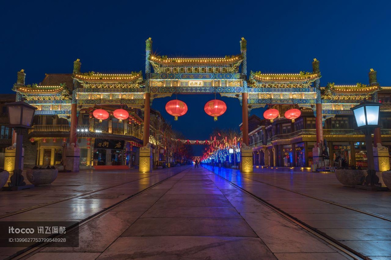 正阳门,建筑夜景,传统建筑