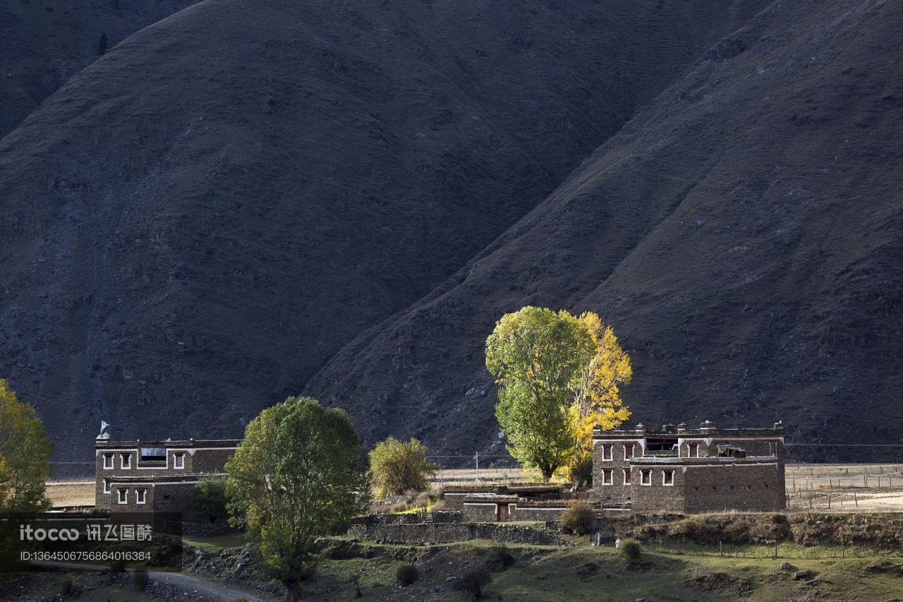 城镇,高山,建筑