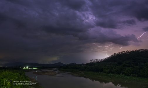 天空,自然风光,雷电,夜晚,山川