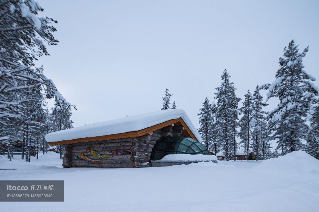 芬兰,雪景,房屋