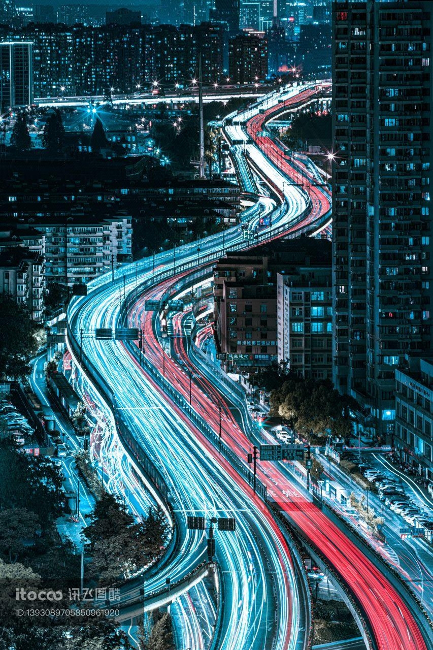 城市道路,延时摄影,都市夜景